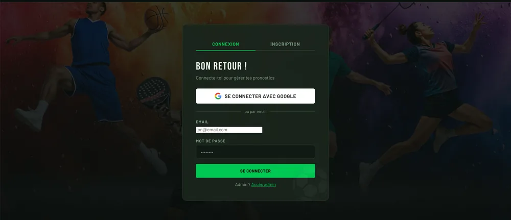 Pronos — création de match
